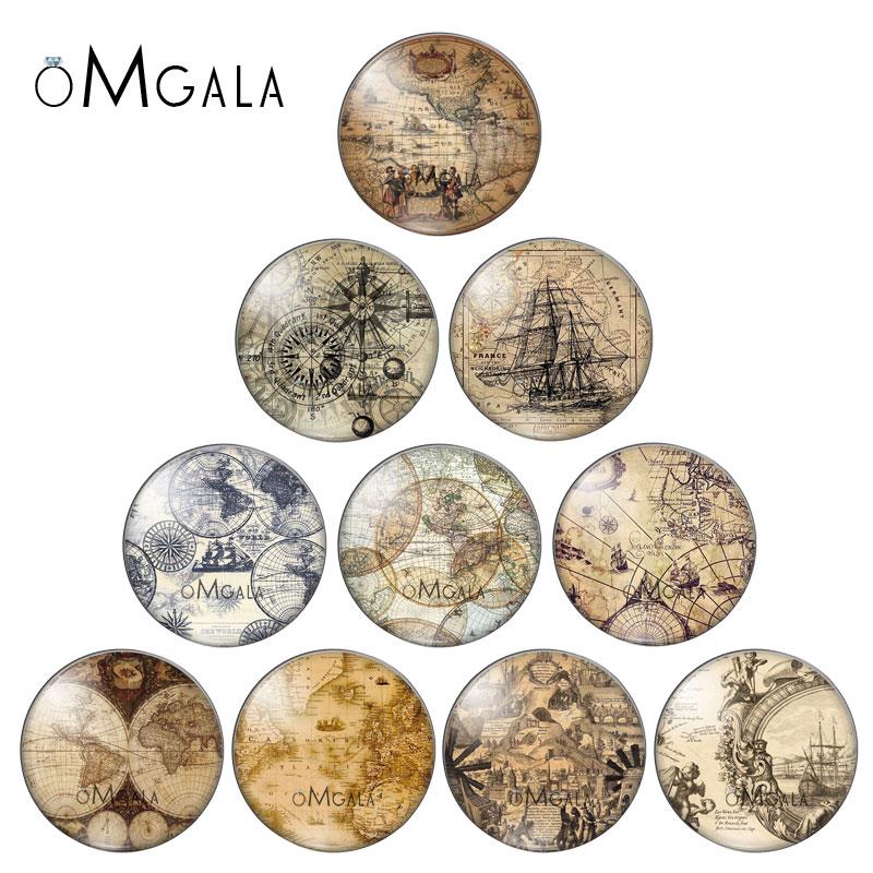 Photography History - Vintage Navigation World Maps 10pcs 8mm/10mm12mm/18mm/20mm/25mm