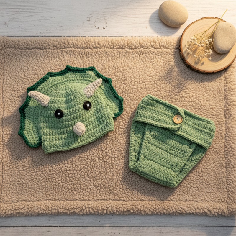 2pcs Crochet Dinosaur Newborn  - огляд і ціна Photography Outfit