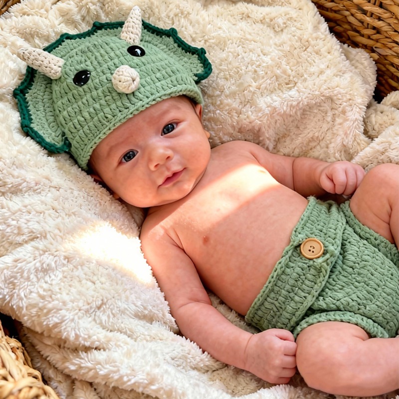 2pcs Crochet Dinosaur Newborn  - огляд і ціна Photography Outfit