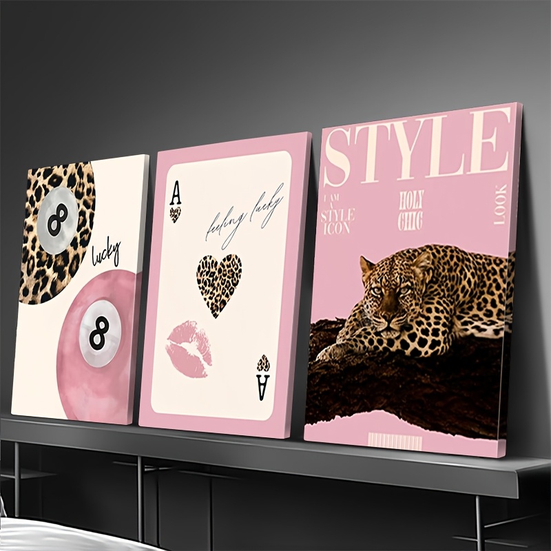 3pcs Leopard Cheetah Canvas Wa - огляд і ціна Photography Pose
